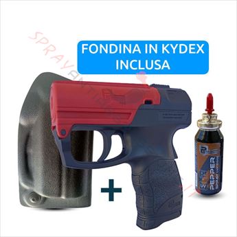 Immagine di Pistola spray al peperoncino UMAREX Pepper Gun P2P PGS I nera bascula rossa con fondina dx VEGA in kydex