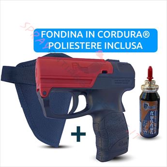 Immagine di Pistola spray al peperoncino UMAREX Pepper Gun P2P PGS I nera bascula rossa con fondina UMAREX in nylon