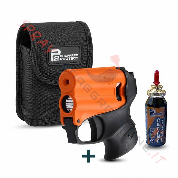 Immagine di Pistola spray al peperoncino UMAREX Pepper Gun P2P PGS II con torcia con fondina da cintura in nylon